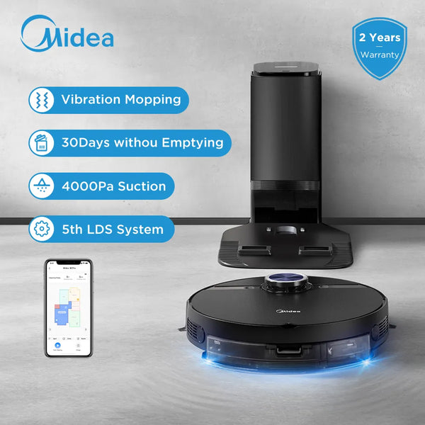 Midea-Robot aspirador S8 + para el hogar, electrólisis, desinfección, vibración, fregado, estación inteligente de recogida de polvo.