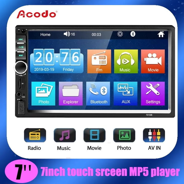 Acodo 2din estéreo 7 pulgadas Radio de coche 2DIN pantalla táctil Multimedia automotriz Bluetooth USB TF FM Radio Autoradio reproductor MP5