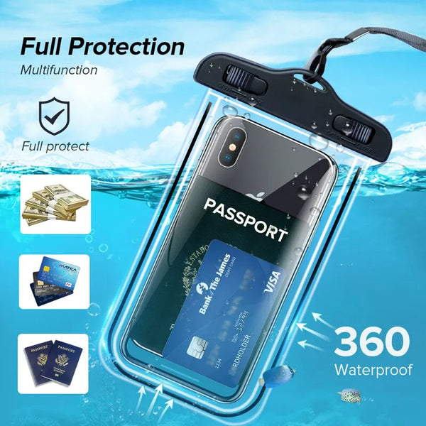 Funda impermeable para teléfono, bolsa protectora Universal para teléfono subacuático, cubierta PV para iPhone 12 Pro Xs Max XR